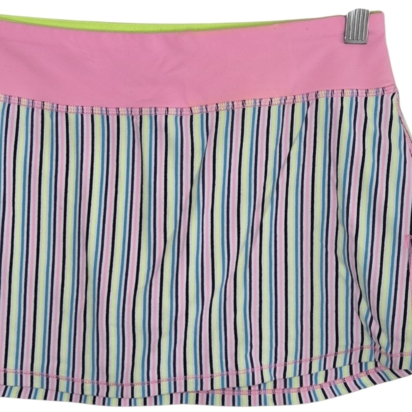 Ivivva | Pink Blue Yellow Black Striped Skort Girls Size 14 - Picture 2 of 5